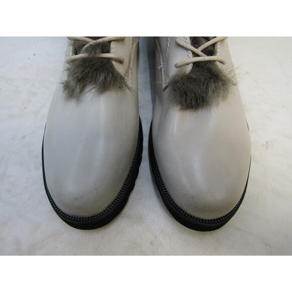 Franco Sarto Womens Size 11 M Beige Leather Lace Up Ankle Fashion Boots Booties - Picture 6 of 11